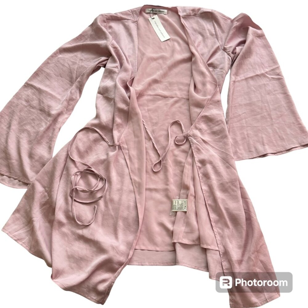 Cupcakes and Cashmere mini dress sz small pink wrap long sleeve drawstring $ 108